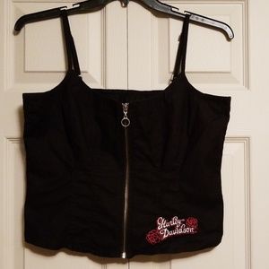 Harley Davidson Large Black Front Zip Tank